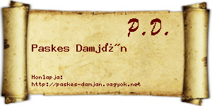 Paskes Damján névjegykártya